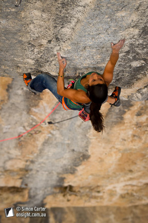 Daila Ojeda, Mind Control (8c+), Oliana, Catalunya, Spain.