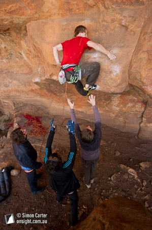 Nalle Hukkataival working What's an Aging Gigolo to Do (32), Millennium Caves, Grampians, Victoria, Australia.