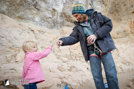 "Hey Chris, good job dude, soft punch..." Coco Carter with Chris after his La Dura Dura send.