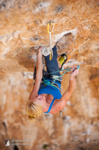 Monique Forestier, Daniboy (8a), Spartacus, Kalymnos, Greece.