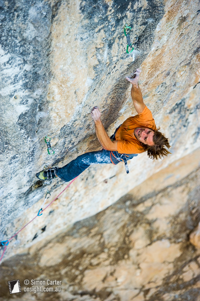 Chris Sharma working his 9b+ (5.15c) La Dura, Dura project at Oliana.