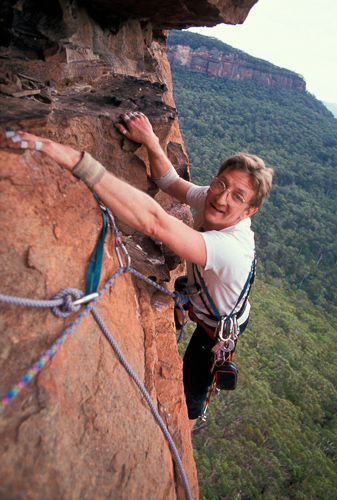 John Ewbank on Clockwork Orange in the Blue Mountains in 1993. Photo: Greg Child.