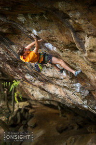 Daniel Fisher pulling the crux of White Ladder.
