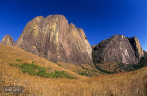 The Tsaranoro massif with The Karambony to the right, Tsaranoro, in the southern highlands of Madagascar.