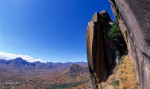 Benno Wagner leading Manza (8a), Secteur Lemur Wall, Tsaranoro, Madagascar.