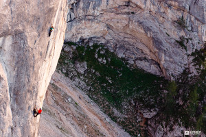 Barbara Zangerl, End of Silence (8b+) 11 pitches, Berchtesgaden Alps, Germany. Photo: Hannes Maier.