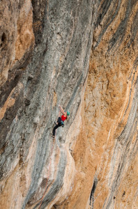 Barabara Zangerl, Full Equip (8b+), Oliana, Spain. Photo: Monique Forestier.