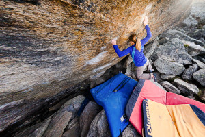 Barbara Zangerl, <strong>Shining</strong> (8a), Silvretta, Austria. Photo: Reinhard Fichtinger.
