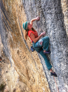 Barbara Zangerl sending Mind Control (8c+), Oliana, Spain. Photo: Walker Emerson.