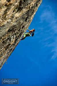 Daila Ojeda, En Gran Blau (8b+/c), Oliana, Spain. Photo: Simon Carter.