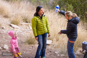 Coco Carter, Daila Ojeda and Sasha DiGiulian sharing beta for Mind Control (8c/+), at Oliana, Spain. Photo: Simon Carter.